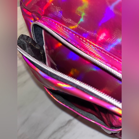 Pink Holographic Mini Backpack Womens Girls Kids Backpack - Picture 3 of 5